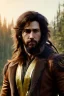 Placeholder: Human Male Druid character, brown hair, long hair, wild hair, yellow eyes, scars on body, waist up portrait, 4k resolution, intricate details, ornate details, soft lighting, vibrant colors, retroanime, masterpiece, natural background, realistic