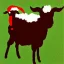 Placeholder: brown goat in a santa costume profile impressionism