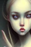 Placeholder: Crying girl, sad, expressive, emotive, frowning, furrowed eyebrows, pouting lips, soft pastels