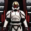 Placeholder: star wars bald male corellian pilot wearing pearlescent black and gunmetal grey First Order special forces heavy assault stealth commando armor and helmet with gold and red trim inside the jedi temple, hyperdetailed, dynamic lighting, hyperdetailed background, 8k resolution, volumetric lighting, light skin, fully symmetric details