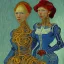 Placeholder: Portrait de femme robot par van gogh couleurs très vives