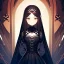 Placeholder: portrait anime vampire, long hair, Gothic, skulls, hyper detailed, intricately detailed, looking at viewer, arms behind back pose, gothic, skulls, ambiguous lines image, flat dimensional style, flat lines, rough drawing --ar 2:3