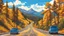 Placeholder: create three banners, the subject is road trips on historical roads in california's gold country, vivid colors, illustrations, scenic vistas, blue sky, detailed