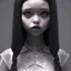 Placeholder: Jenna ortega black dress,soft goth libstick, wednesday addams family make up, brad double wig, addams family style, highly detailed, volumetric lighting, unreal engine, 8k