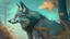 Placeholder: ghibli style, wolf