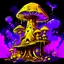 Placeholder: A fantabulous black, yellow, and indigo (((mushroom tower house))) erected atop a (geologic pillar), surrounded by the uncanny imaginative ((( swirling skies))), offset by the stark hues of a (neon-tinged nebulous space scape), within. captured by the hand a skilled master painter with a focus on (softly blurred compositions and voluminous lighting).