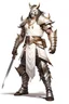 Placeholder: Full Body, Male Dragonborn, monk, Armour as Holy Knight, boxer pose, White outfit colour theme, Handsome face