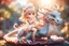 Placeholder: a cute anime chibi princess sitting on a wild chinese dragon and dynamically riding it in sunshine, ethereal, otherwordly, cinematic postprocessing, bokeh, dof