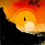 Placeholder: black hole sunset, by VS Gaitonde, abstract art, by Wassily Kandinsky, silhouette of woman falling off cliff