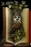 Placeholder: Book with vines and an owl