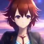 Placeholder: cute redhair ritsuka fujimaru gudako in a battle suit with a soft face, anime manga high quality upscaled shiny Fate Grand Order Cosmos in The Lostbelt