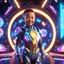 Placeholder: (masterpiece, best quality, 8k, RAW photo, beautiful and aesthetic:1.2), complex detail, Indirect light, photorealistic, (((full body))), Cosmic Baby corp boss style smiling, colorfull Sci-Fi environment