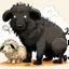 Placeholder: a black sheep is drawing a lion and cat