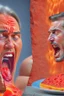Placeholder: Humans eating lava while crying, realistic