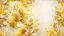 Placeholder: Hyper Realistic Yellow & Beige Abstract-Floral-Patterns With Glowing Golden Embers On Off-White Grungy Background.