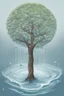 Placeholder: tree transpiring water. abstract illustration showing the water molecules evaporates