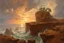 Placeholder: Clouds, rocks, cliffs, rocky land, sci-fi and fantasy, beyond and trascendent, 90's sci-fi movies influence, rodolphe wytsman and charles leickert impressionism paintings