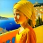 Placeholder: Neoclassicism realistic yellow orange cote d'azur sea child