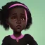 Placeholder: Portrait of a sweet black toddler witch girl with long black curly hair