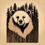 Placeholder: M shaped bear head combined with woods silhouette in backround, letterpress style, minimalistic pencil art