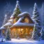 Placeholder: foto realistic winter house with a illuminated christmas tree in the night