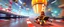 Placeholder: donkey kong bowling stage racing, motion blur, weird creatures, mini racing kart, fences and hills, pits and pendulums, and cranes and squids