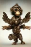 Placeholder: small cute steampunk mechanical monkey, made of metal with mechanical wings, cute hands and feet