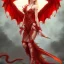 Placeholder: A full body portrait of a red dragon girl,smiling, wings, realistic,