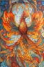 Placeholder: An intricate, stained-glass inspired mosaic depicting a majestic phoenix, using vibrant hues of red, orange, and yellow to emphasize its fiery nature, surrounded by an elegant pattern of swirling flames and intricate glasswork.