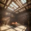 Placeholder: inside of a cybernetic gothic library, thousands of books, labyrintic architecture, orange color scheme, high key lighting, volumetric light high details with white stripes and feathers unreal 5, octane render, cinema4d, dynamic lighting, dramatic lighting, 4k, redshift render, highly detailed, hyper realistic, sunset, Stephan Eicher