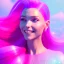 Placeholder: A portrait of a crystalised beautifull girl,smiling, laughting, white longs hairs, atmospheric, realistic,, cinematic lighting, octane render,, pink turquoise light, blue eyes nice, soft face, jewejs brillants