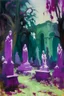 Placeholder: A purplish magenta haunted graveyard with ghosts painted by John Singer Sargent