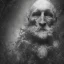 Placeholder: Extremely detailed portrait of man fading into a dark and rough oblivion, black and white digital painting.