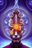 Placeholder: Spiritual being with Tentacles over human Head creating reality around, wrapping Spiral around people, Psychedelic