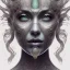 Placeholder: portrait of a modern style city priestess, silver obsidian influence, emerald lightning style, fractal anthracite sulfur face paint injection in multispiral complex patterns, piezoluminescent amber background details, liquid swirled coal background, gorgeous face, flawless, photorealistic, hypermaximalist, large detailed eyes, award-winning digital artwork, perfect moment, vibrant, highly detailed, cinematic, UHD, hyperrealism painting, design matte painting, digital render, digital painting, ex