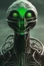 Placeholder: alien, head, evil,green eyes, weapons, blood, 8k, finely detailed, photo realistic, HR Giger style