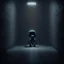 Placeholder: lonely robot in a dark room