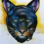 Placeholder: fantasy, large strokes, watercolour, bald panther