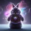 Placeholder: galaxies, spirals, space, nebulae, stars, smoke, iridescent, intricate detail, in the shape of a rabbit, fur wearing color diamonds, octane render, 8k, --q 2 --ar 2:3 --uplight