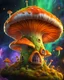 Placeholder: A weird floating island mushroom house in space. orange yellow green cosmic, deep space nebulas. Detailed gloss Painting, bright color, fantastical, intricate detail, splash screen, hyperdetailed, insane depth, concept art, 8k resolution, trending on Artstation, Unreal Engine 5, color depth, backlit, splash art, dramatic, High Quality Whimsical Fun Imaginative, good composition