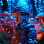 Placeholder: portrait of robotic hippie army officer inside glowing mushroom grove, 8k, down-light, soft light, depth of field, photo realism, trending on art station, high detail