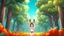 Placeholder: Girl, brown rabbit ears , brown rabbit tail, brown hair, open navel, forest, morning, carrot in hand, cow udder on girl