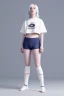 Placeholder: Billie Eilish, underpants, white socks, pale skin, high detail, realistic, 8k, not to be distinguished from a photo