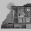 Placeholder: modern house section, night, luminescent windows, architectural drawing