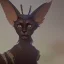 Placeholder: A magical gothic cat gargoyle with goat horns and wings the size of a cat Jim Kay style