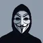 Placeholder: 18 bit pixelart of a shadow figure with a white smooth wide smiling mask guy fawkes,