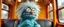 Placeholder: close up portrait of hairy fluffy polymer clay cute happy worried monster with realistic human colored and textured skin, and long sleek limbs and with studio lights, on the buss, talking to his aunt