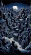 Placeholder: A purplish black city in a shadow realm painted by MC Escher