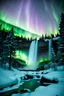 Placeholder: Winter Wonderland Nordlichter with a Waterfall mit alen