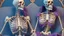 Placeholder: Famous Skeleton Couple Posing together wearing 1920's Hollywood Grandeur; Surreal, Intricately Detailed, Beautiful, Colorful, award-winning, high definition, ultra-detailed, beautiful, rose tones